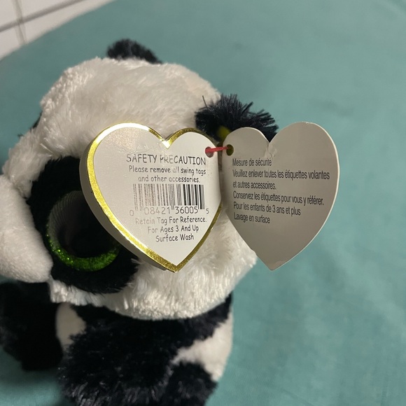 TY Beanie Boo Bamboo The Panda 6” Great Condition With Tag Green Eyes - Picture 5 of 6